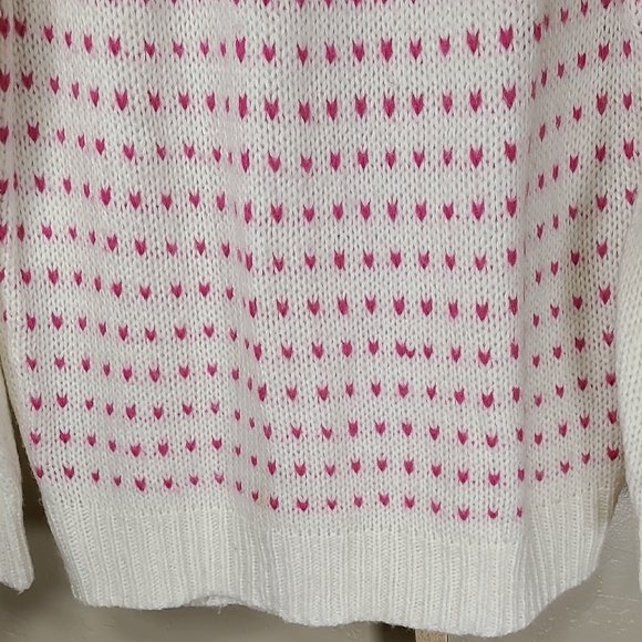 a.n.a. Women’s Fair Isle Sweater White Pink Burgundy Knit Pullover Size Medium - Picture 6 of 14
